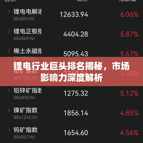 锂电行业巨头排名揭秘，市场影响力深度解析