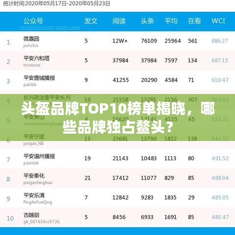 头盔品牌TOP10榜单揭晓，哪些品牌独占鳌头？