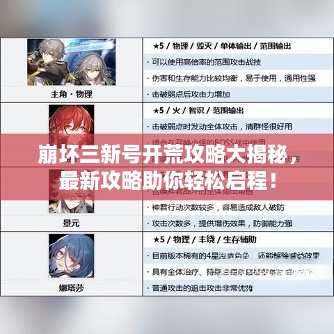 崩坏三新号开荒攻略大揭秘，最新攻略助你轻松启程！