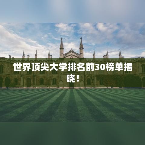 世界顶尖大学排名前30榜单揭晓！